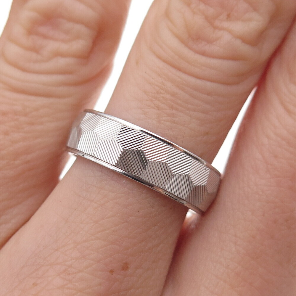 925 Sterling Silver Honeycomb Band Ring Size 7.25